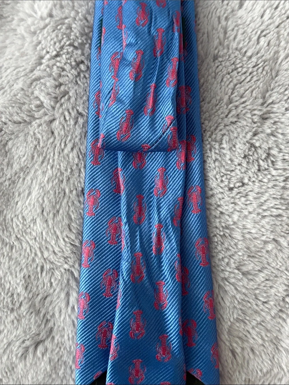 EUC Ralph Lauren Blue Silk Tie with Pink Anchor Motif 52”
